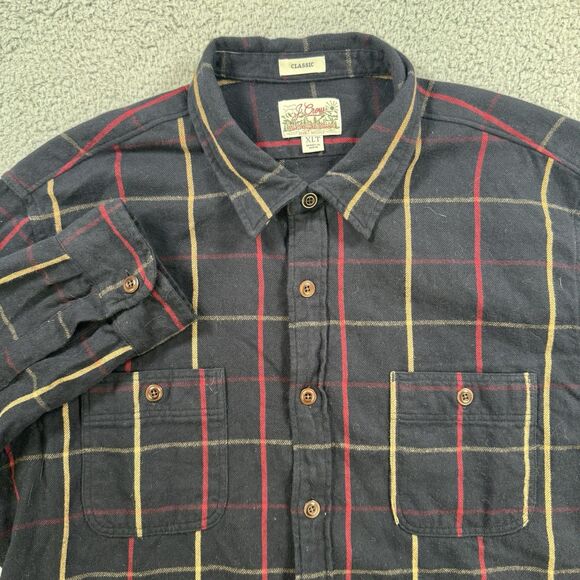 J Crew Shirt Mens XLT Blue Plaid Flannel Classic Midweight Double Brushed Casual - Picture 1 of 9